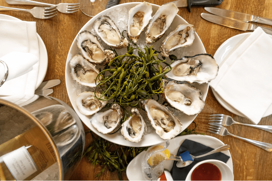 A plate full of oysters served at a oyster bar Dublin