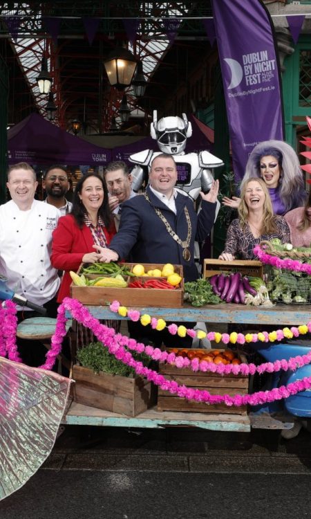 Group photo of business owners and organisers of the 2023 Dublin by Night Fest