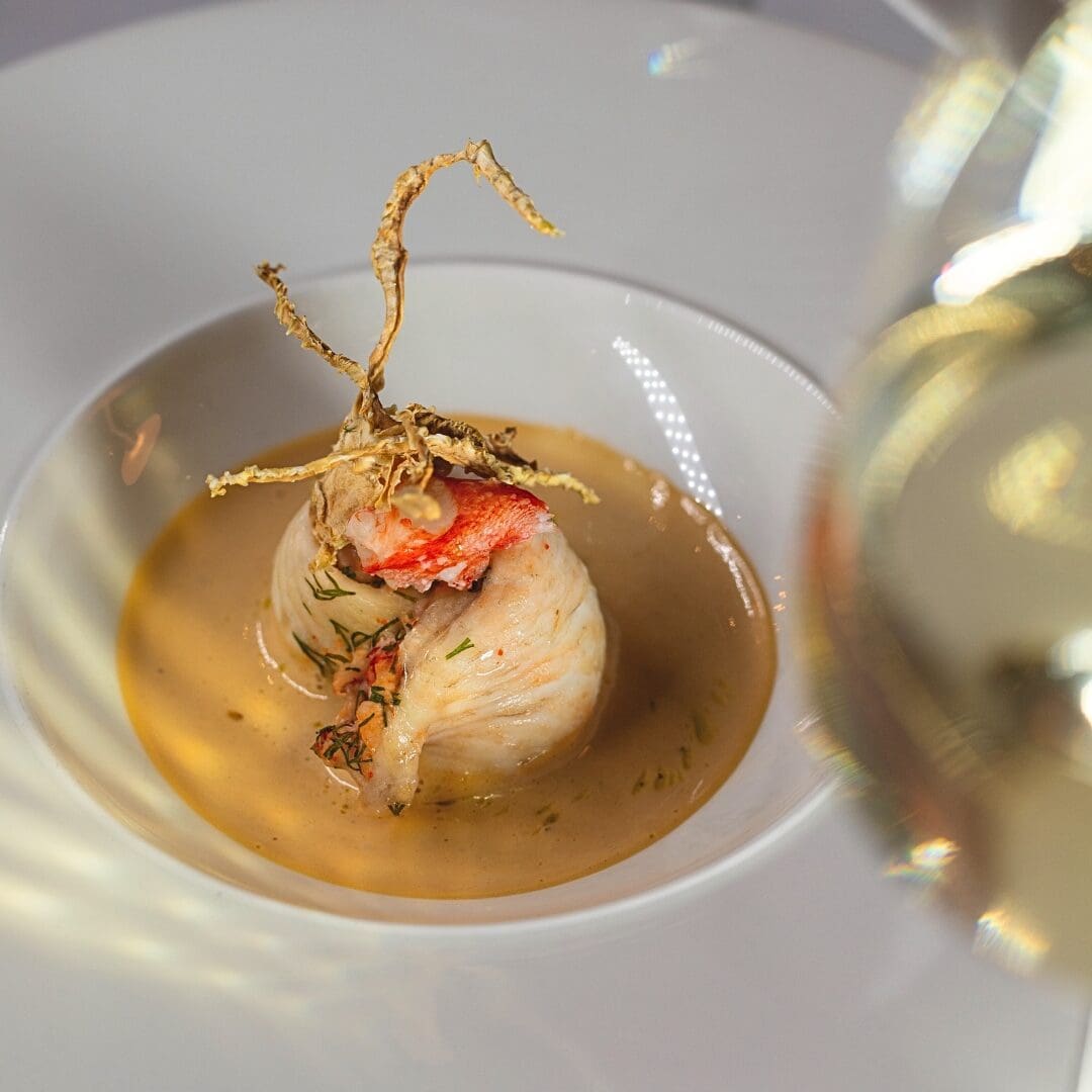 Steamed Dover sole fillet, lobster & fine herb stuffing. A dish to celebrate Valentine's Day Romantic Dining in Dublin